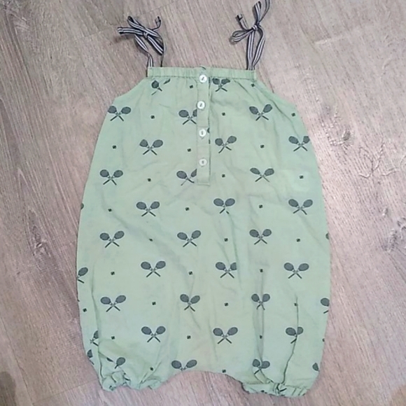 Nice Things Mini mint green tennis print romper 18 summer beach strappy bows - Picture 4 of 12